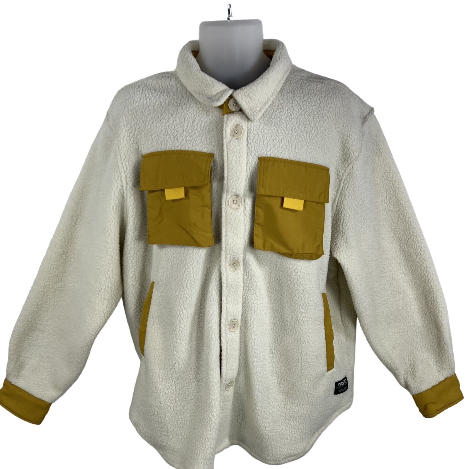 WESC NWT Sweden Sherpa Cargo Shacket Unisex XL / XXL Colorblock Overshirt Jacket