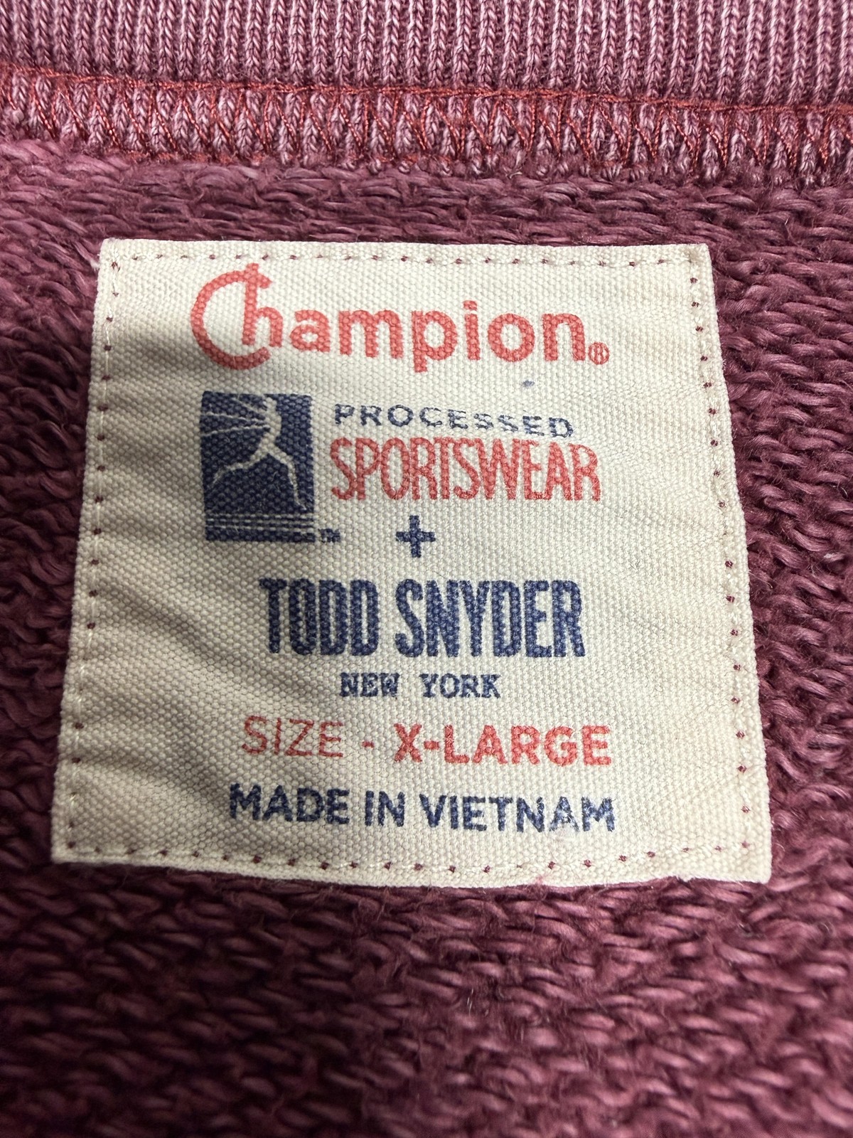 Champion X Todd Snyder Sweatshirt Mens XL Red Fleece Crewneck Pocket Logo