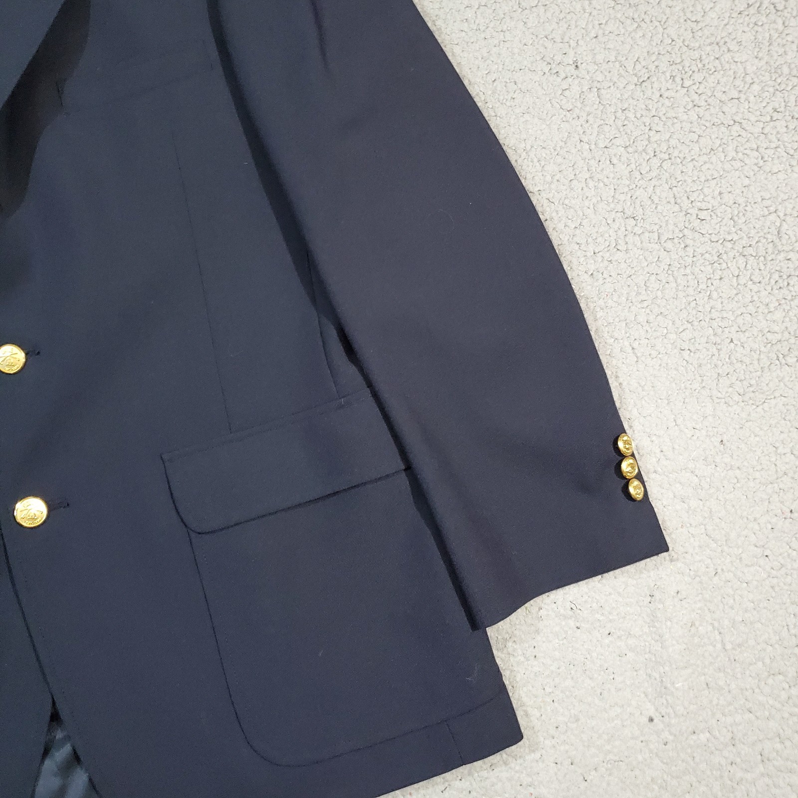 Orvis Blazer Sport Coat Jacket Mens 42R Blue Gold Buttons Worsted Wool Traveler