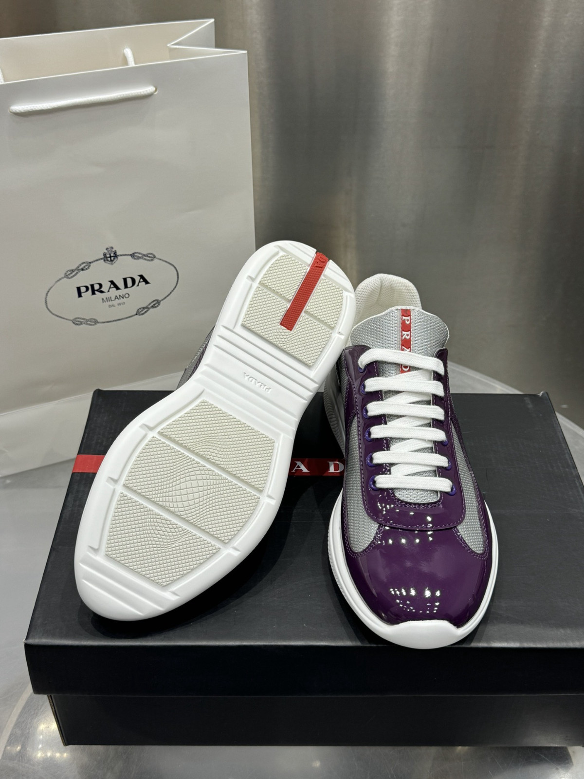 Prada Americas Cup Men’s purple Low-top Fashion Casual Sports Shoes