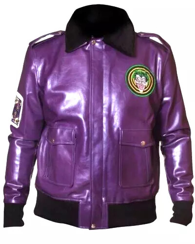 Batman Henchmen Joker Goon Purple Bomber Jacket Fur Collar Cosplay Costume
