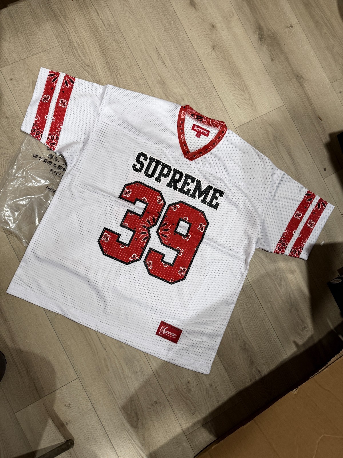Supreme SS25 Bandana Graphic Logo Football Jersey White Size S, M, L, XL NEW