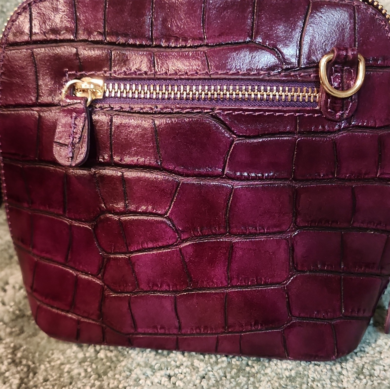Firenze Burgundy Croc Embossed Case with Gold Crest Logo