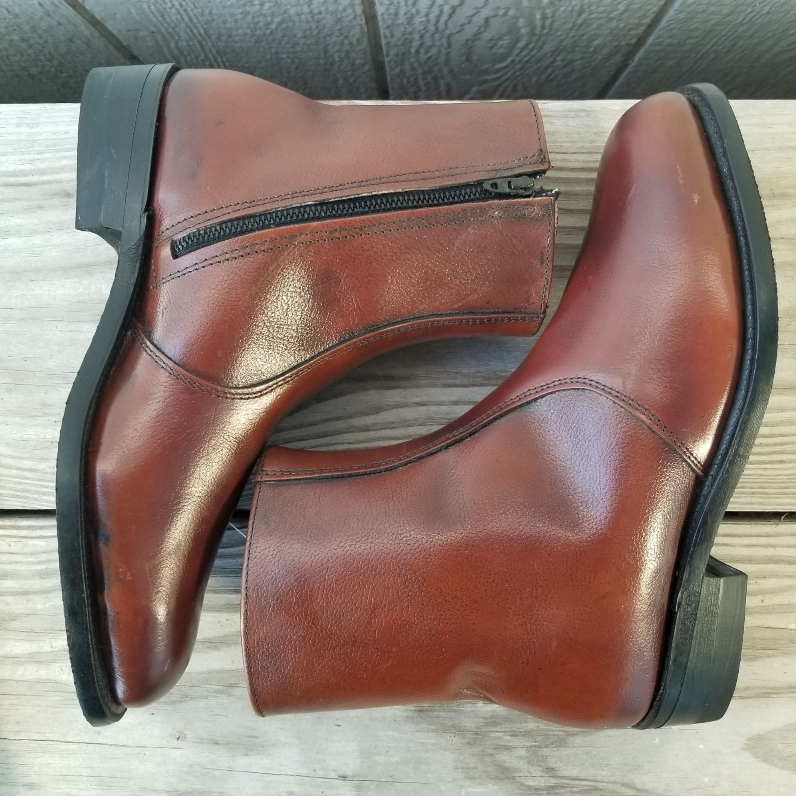 Lehigh Classic Mens Brown Leather Ankle Side Zip Boots Steel Toe 9 E 1785 USA