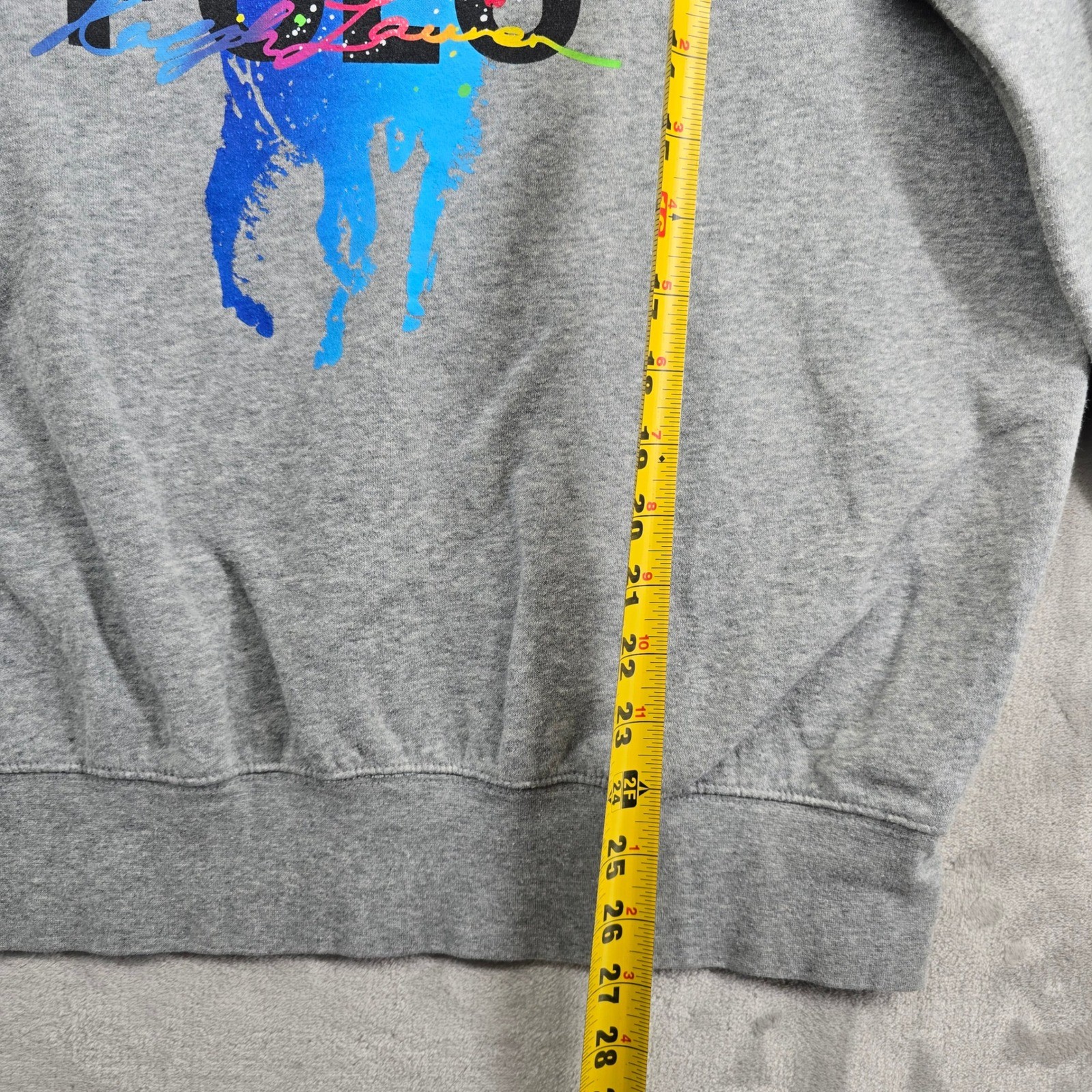 Polo Ralph Lauren Size Large Gray Sweatshirt Crewneck Paint splat Big Pony Logo