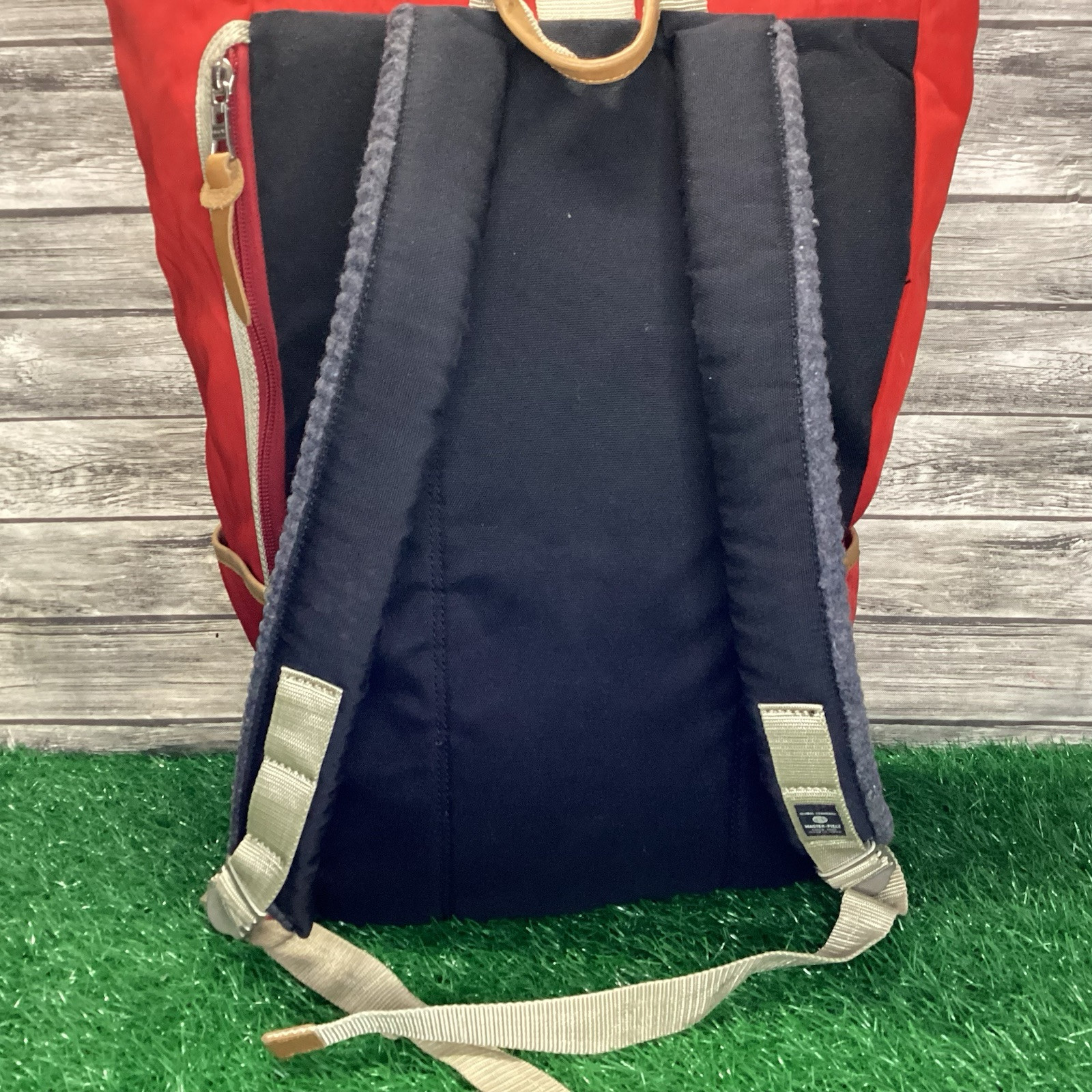 Master-Piece Backpack Red Link Rolltop MSPC Global Standard Leather Trimmed
