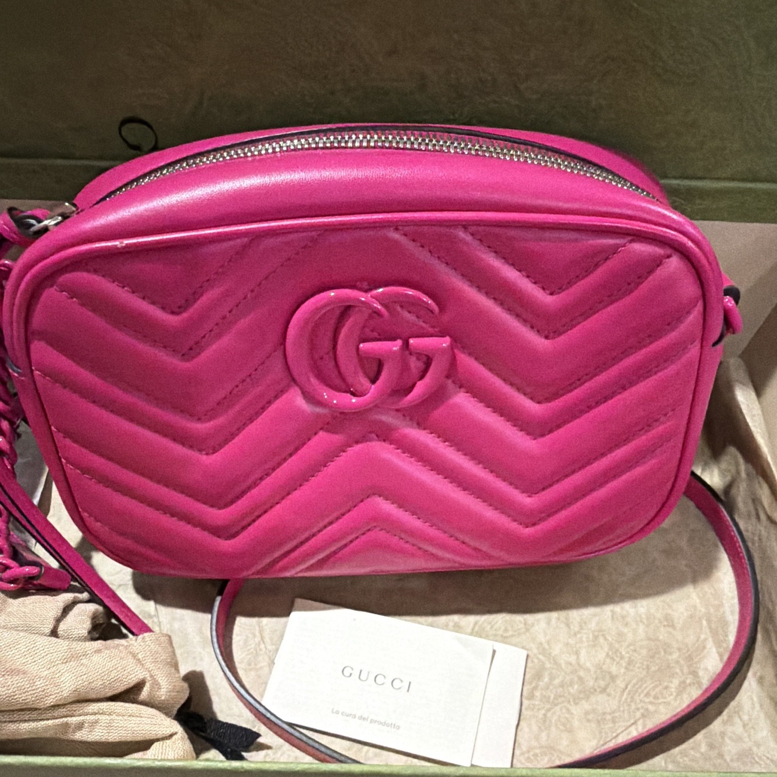 Gucci GG Hot PinkMonochrome Matelasse Marmont with Dust Bag & Box