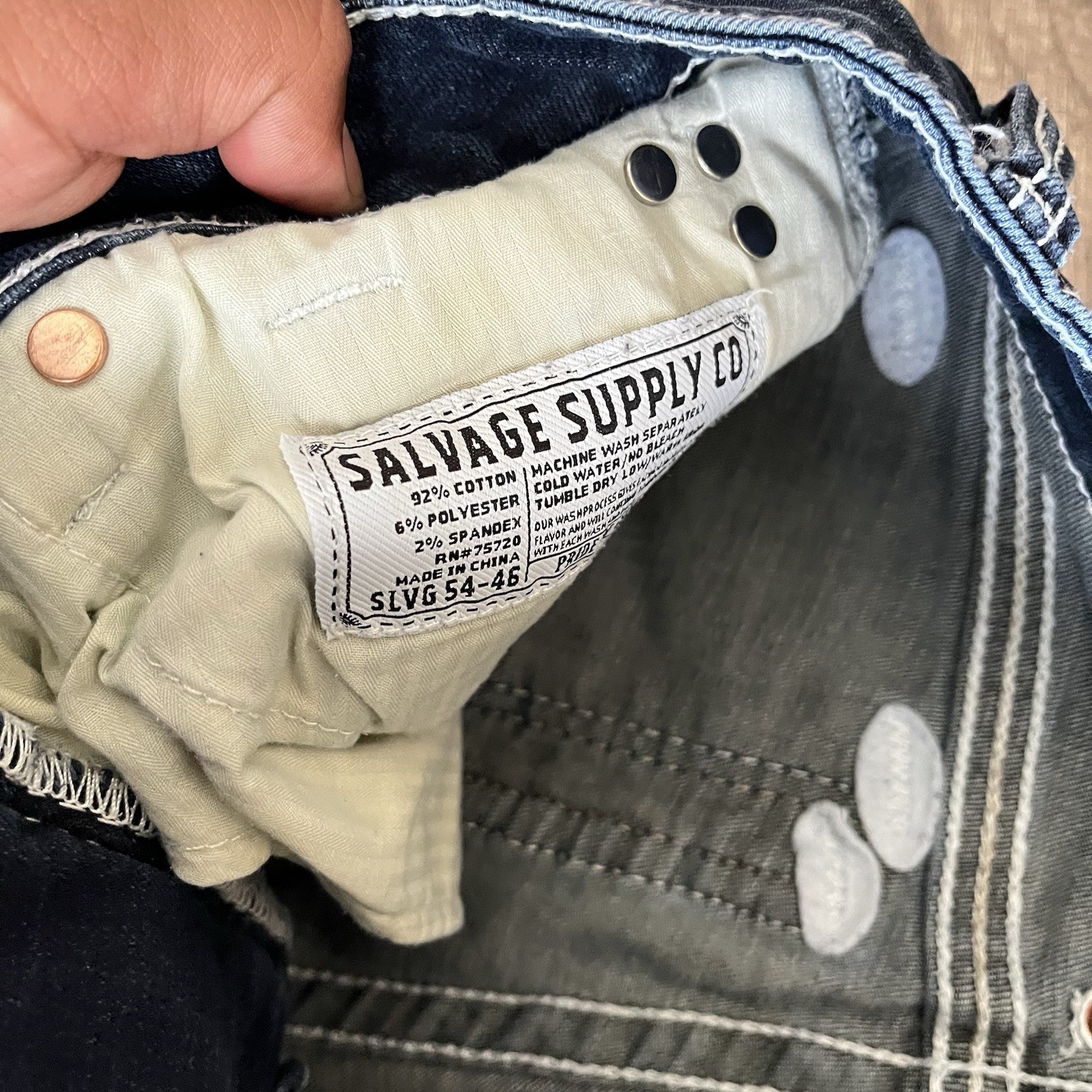 Salvage Riot Boot Athletic Fit Stretch Buckle Jeans Mens 30×30 Dark Blue NWOT