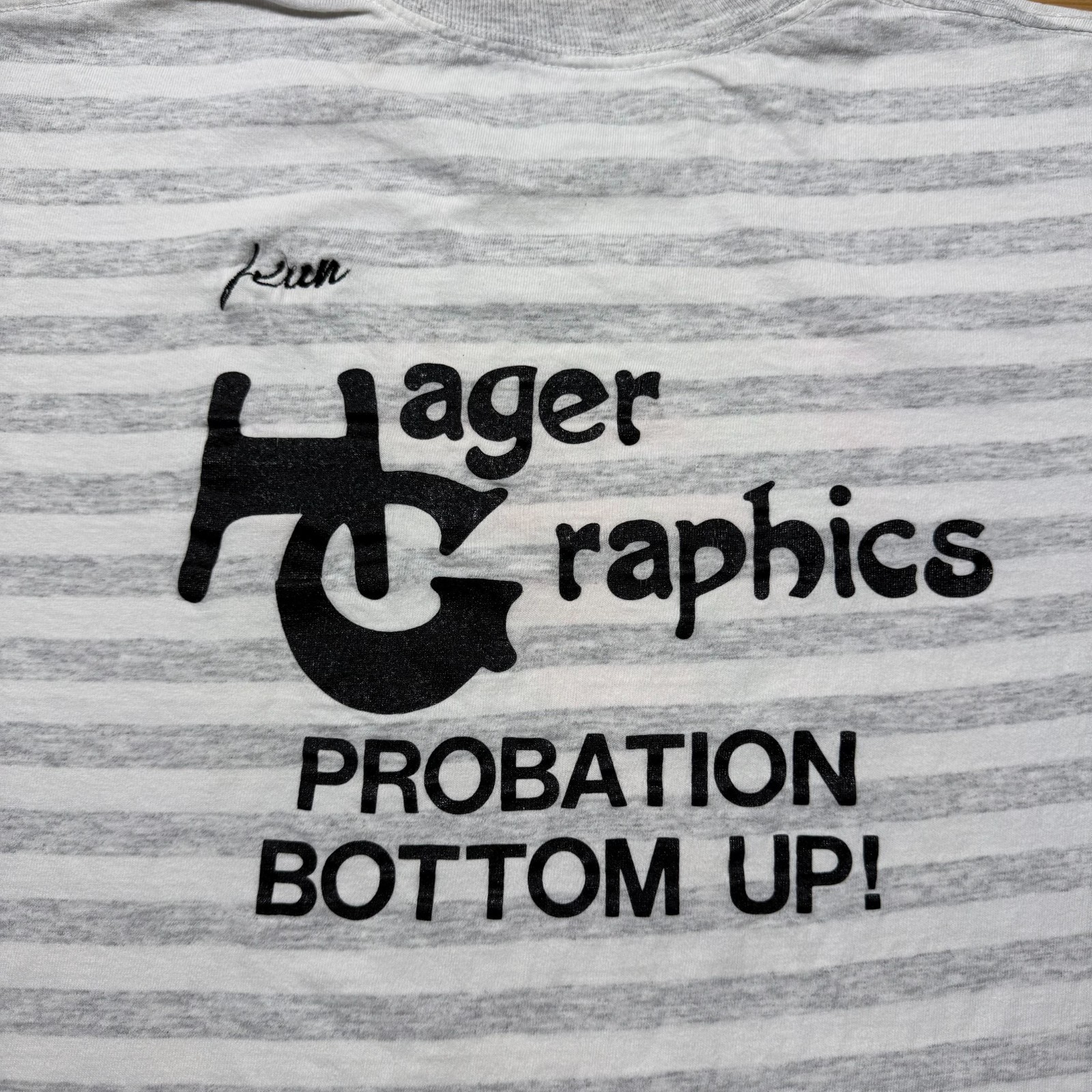 Vintage 80s Bowling Female Hager Graphics Athletic Sports Striped T-Shirt Large