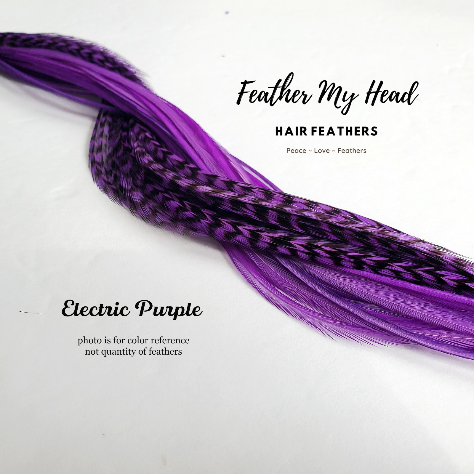 Feather Hair Extension Kit, (6) Long Hair Feathers – Electric Purple
