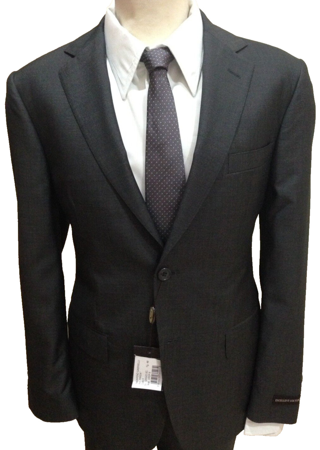 Men’s Dark Gray Fresco Wool Drop7 Suit Jacket 46 48 50 52 54 56 58