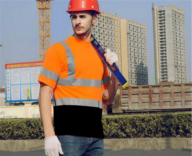 Hi Vis ANSI Class 3 Reflective Safe Orange Short Sleeve T-shirt Black Mesh Front