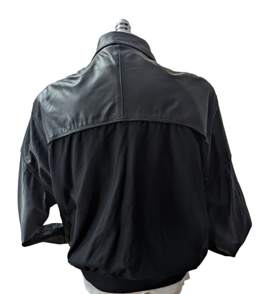Vintage 80s Mens Wool Leather Bomber Jacket 2X Hipster Metal Accents GERMANY