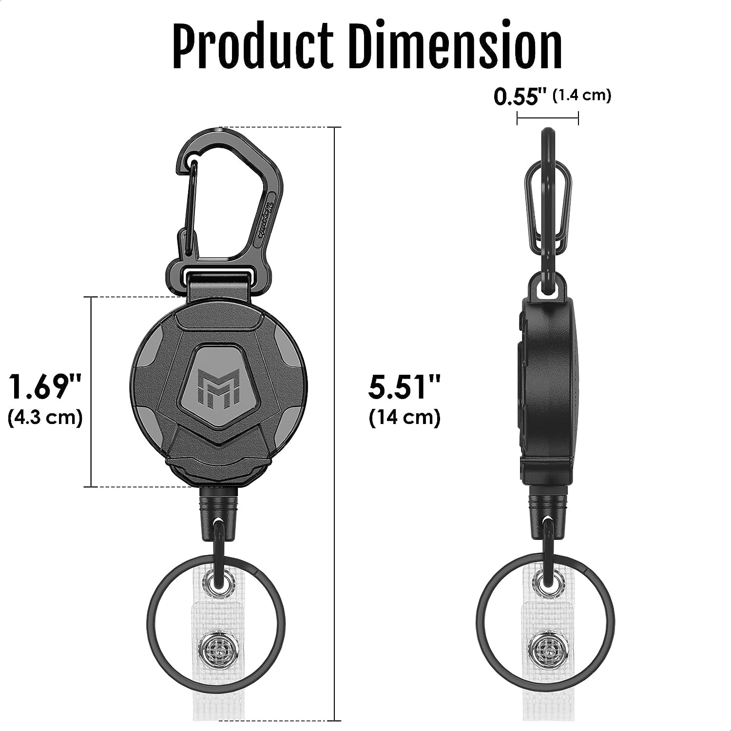 2-Pack Retractable Keychain, Heavy Duty Carabiner Badge Holder, Tactical ID Badg