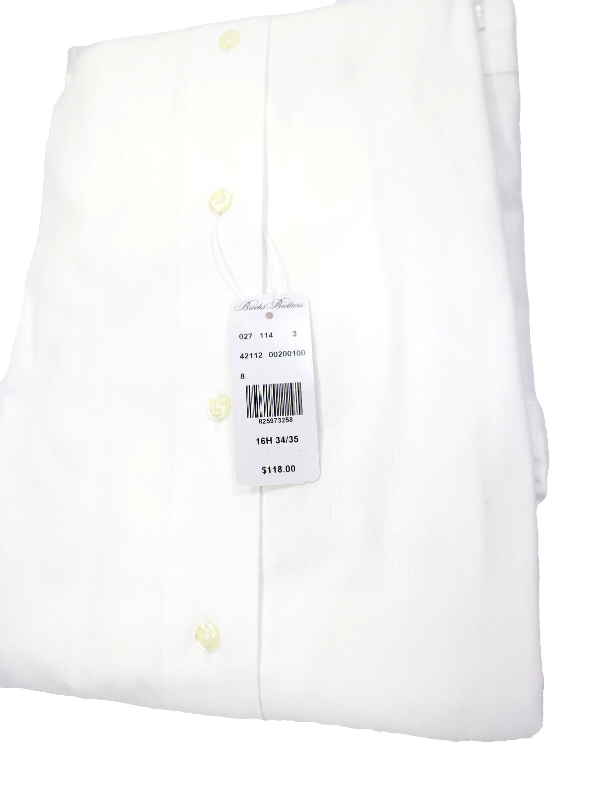 Brooks Brothers Regular Non-Iron All Cotton 16.5-34/35 English Collar White