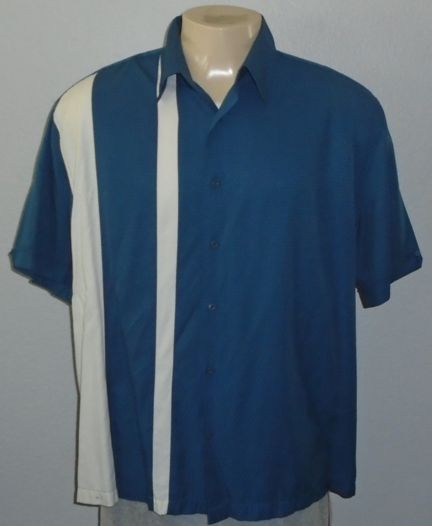 Retro Hipster Panels Swing Lounge Button-Front Shirt Men 2XL