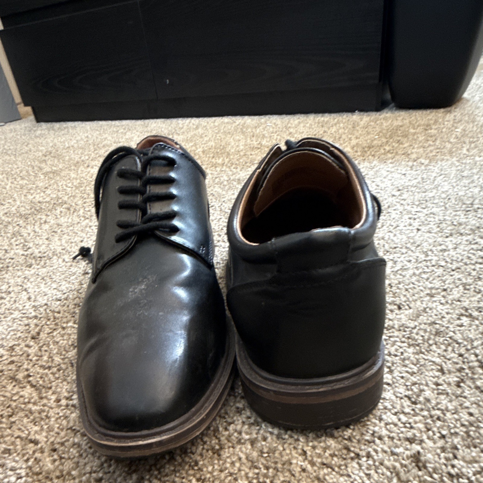 Men’s Black Leather Lace-Up Oxford Dress Shoes Solid, US Size 10
