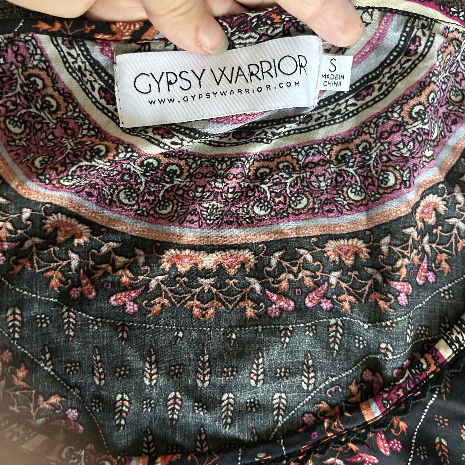 Gypsy Warrior Mandala Black Fringe Cropped Hippy Boho Festival Beach Multicolor