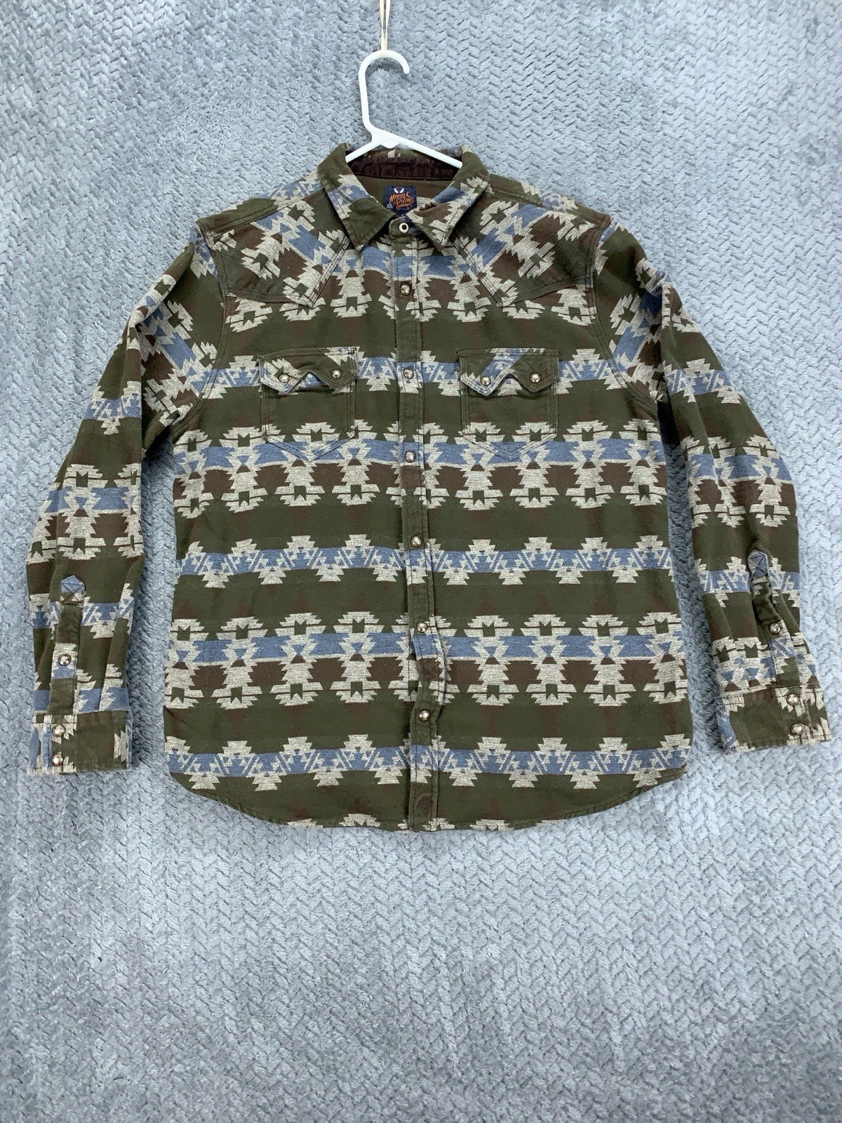Moon Shine Spirit Shirt Brad Paisley Mens Large Aztec Western Flannel Pearl Snap