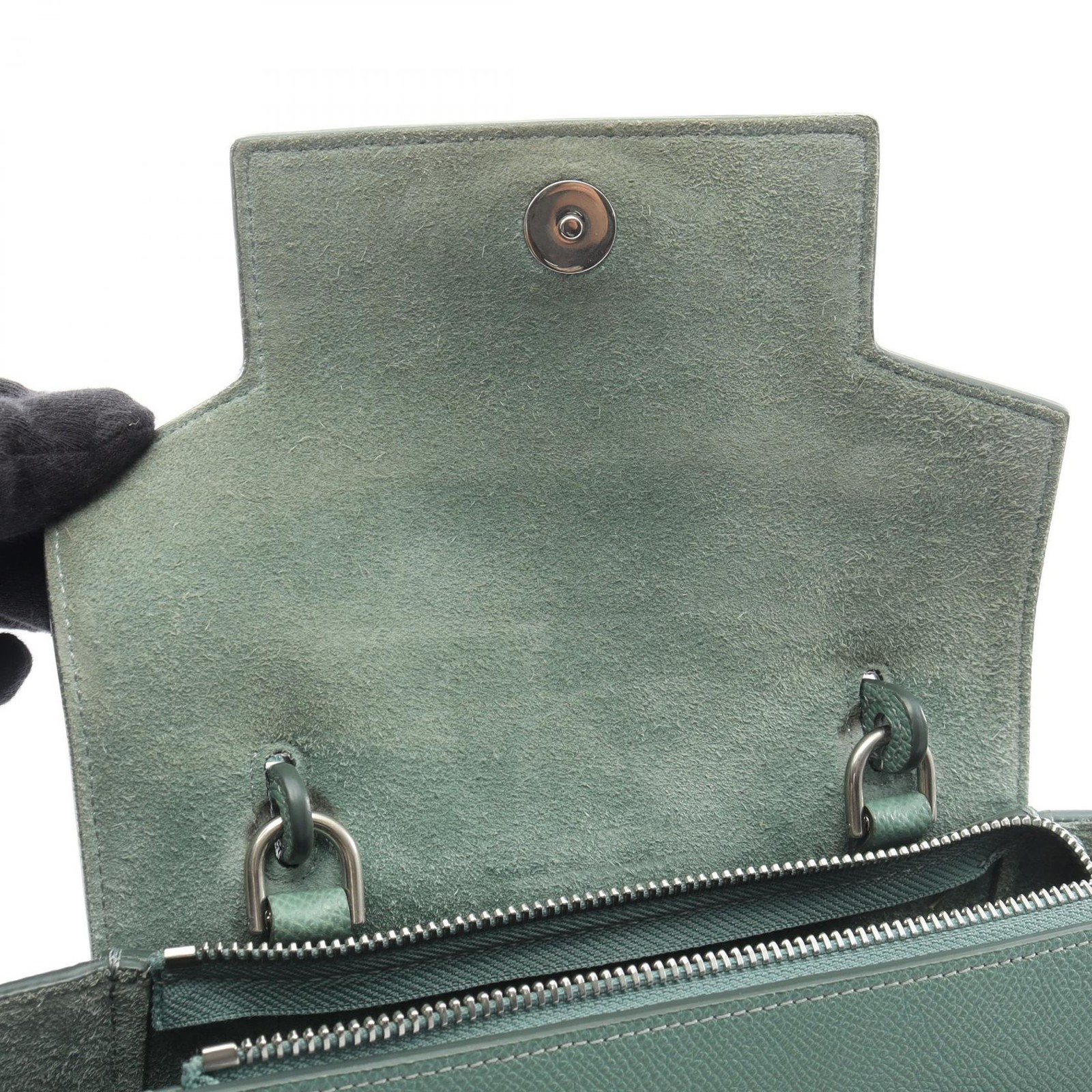 CELINE BELT BAG NANO Shoulder crossbody Handbag leather Green Used Women