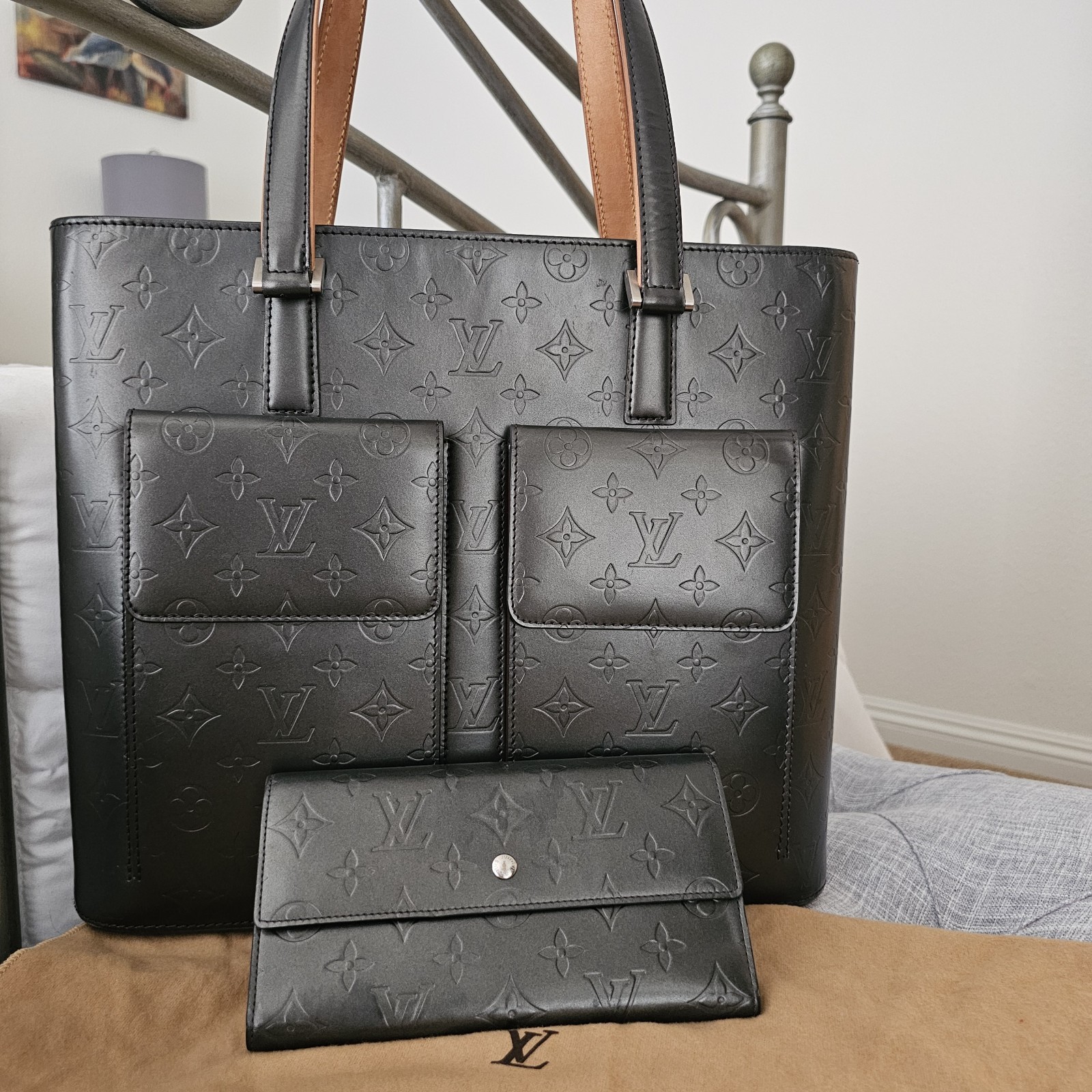 Louis Vuitton Monogram Mat Wilwood Tote Bag and Tri-fold Wallet