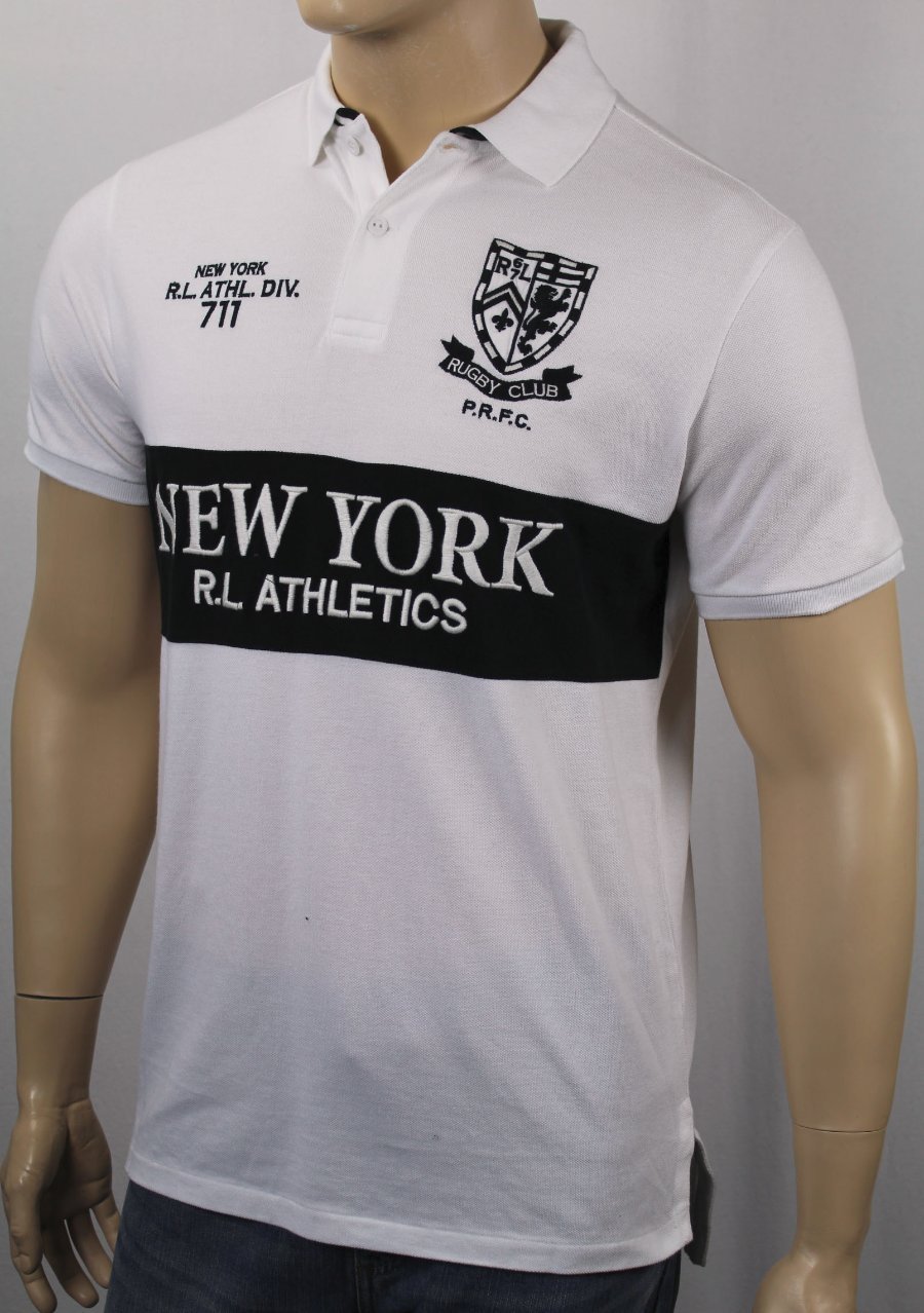 Polo Ralph Lauren White Custom Fit NY New York Rugby Club Shirt NWT