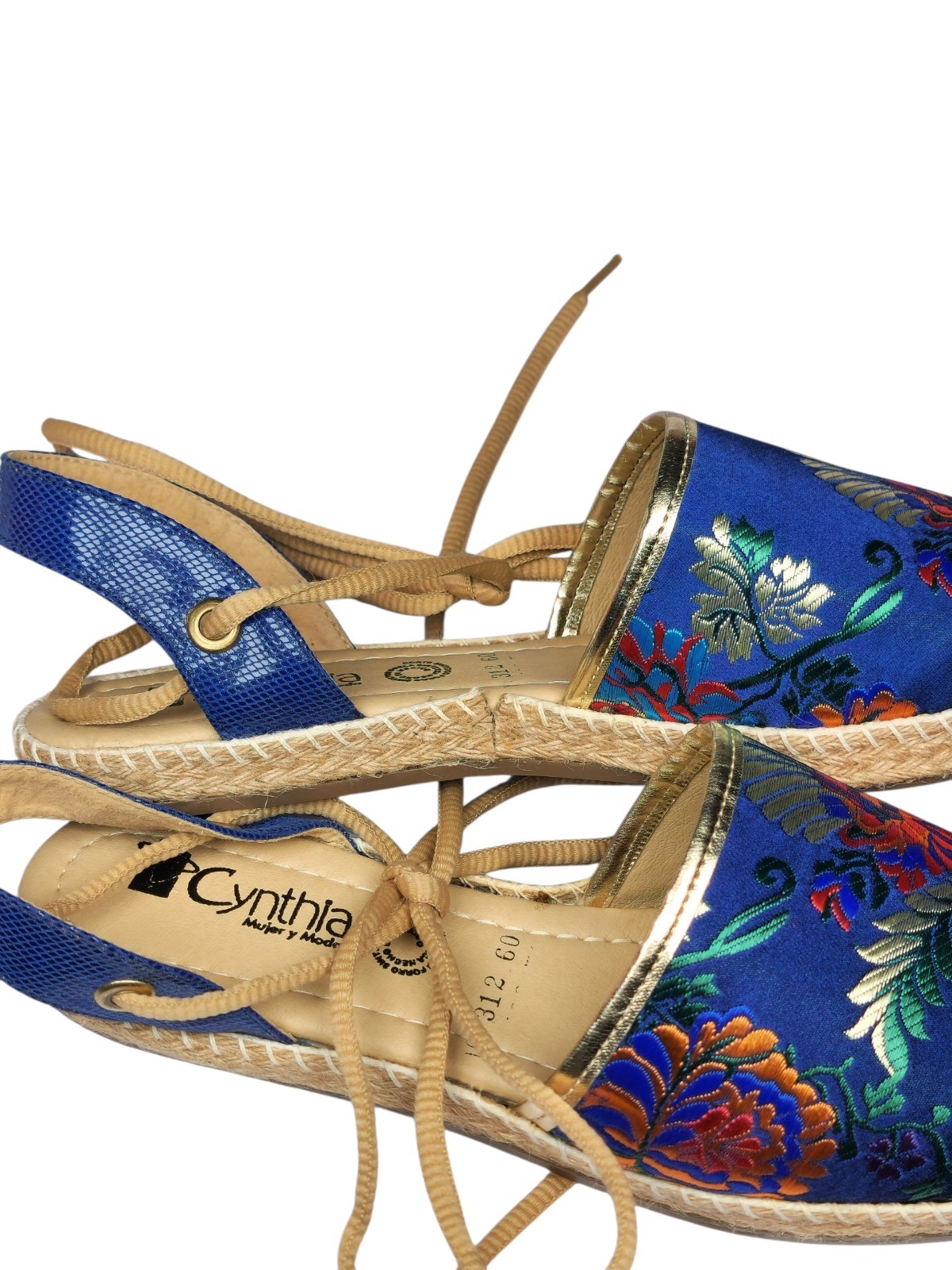 Cythia Mujer y Moda Blue Embroiderd Flats Size not available,See Description