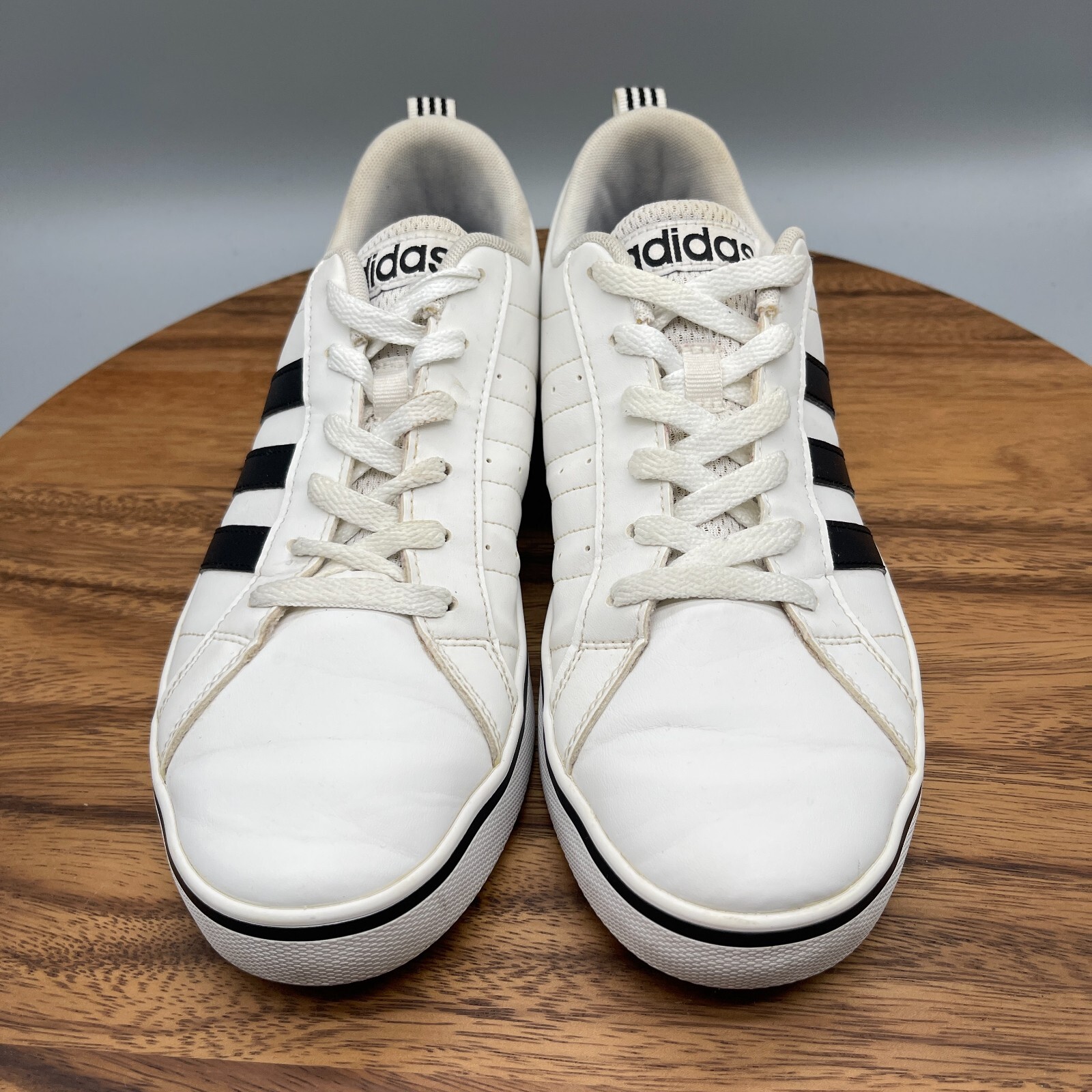 Adidas VS Pace Cloud Shoes Mens Size 8 White Leather Casual Comfort Sneakers