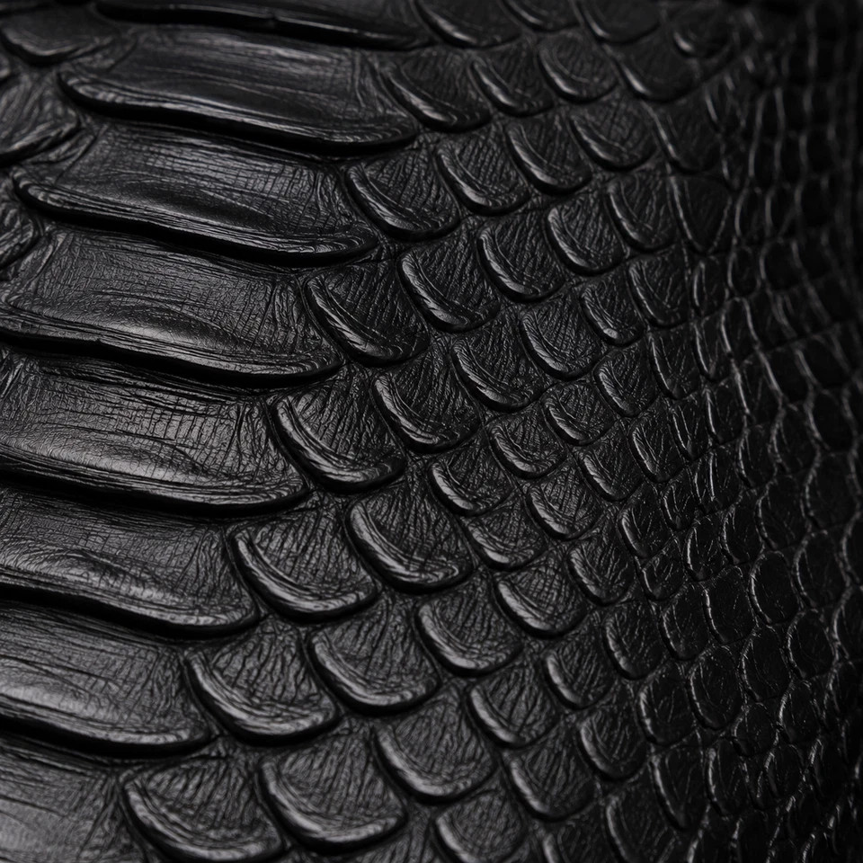 Mens Black King Python Cowhide Leather Biker Jacket Snake Embossed Handmade Moto