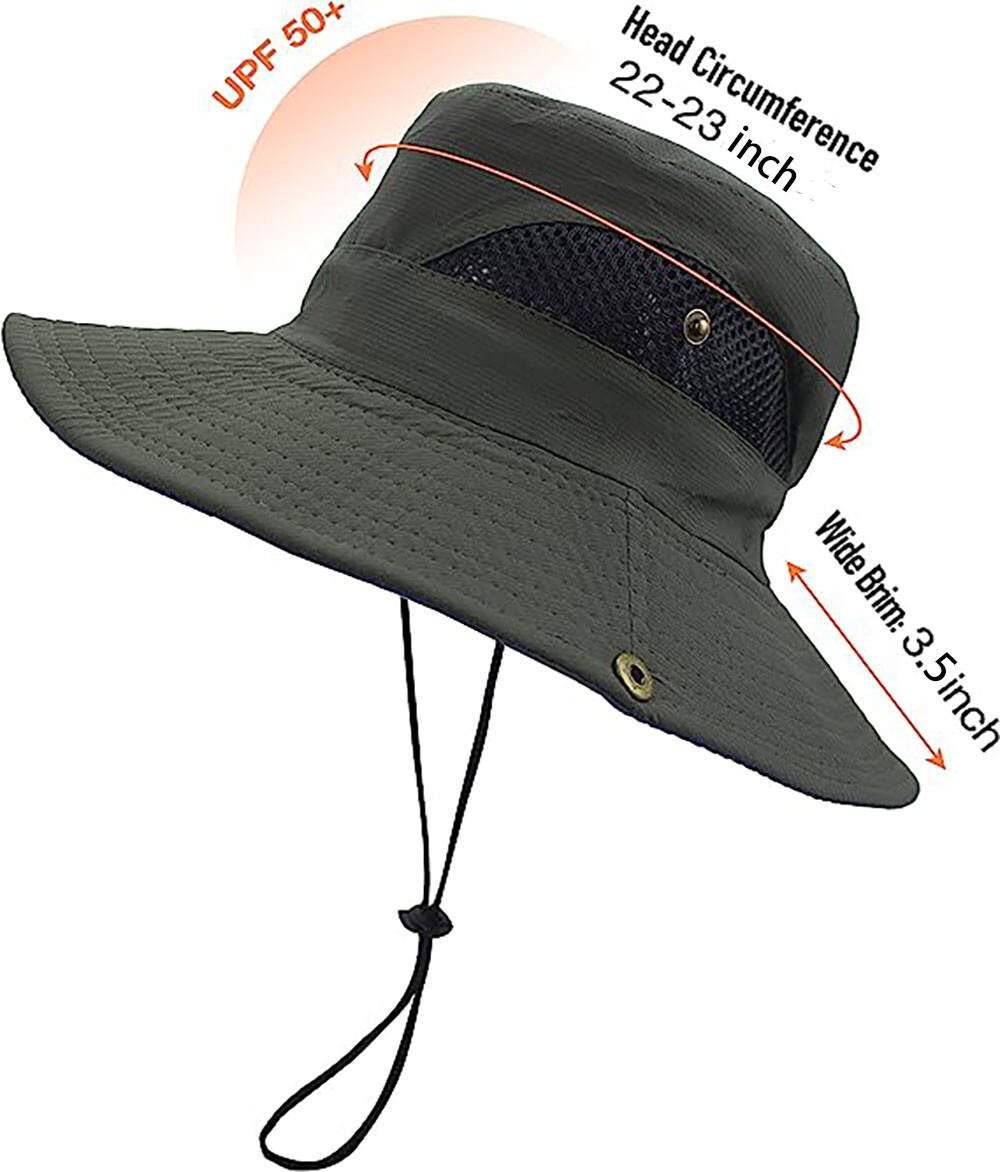 Wide Brim Bucket Hat Waterproof UPF50+ UV Sun Protection Cap for Fishing Hiking