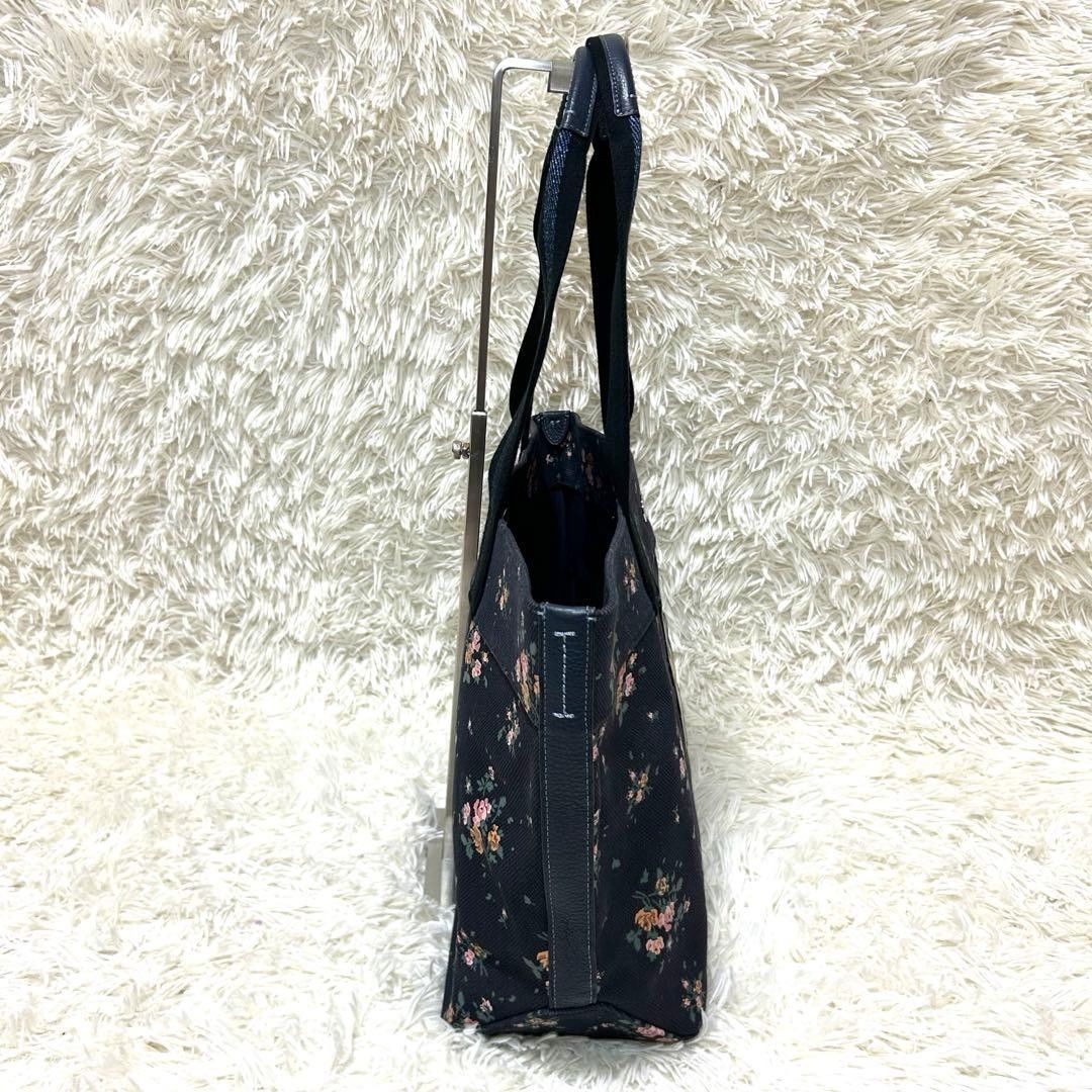 COACH Disney 91116 Tote Bag Navy Canvas with Multi Floral Print Large Capacity