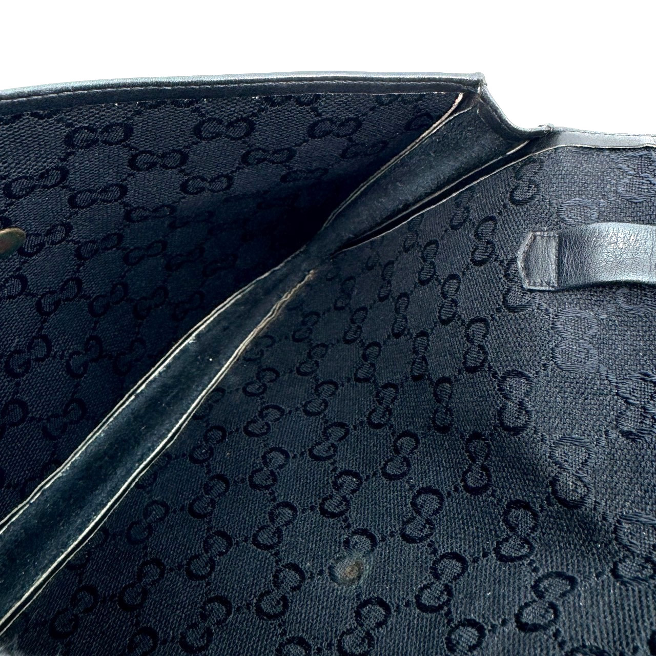 Vintage Gucci Sherry Line Clutch Bag Pouch Black Leather Authentic From Japan