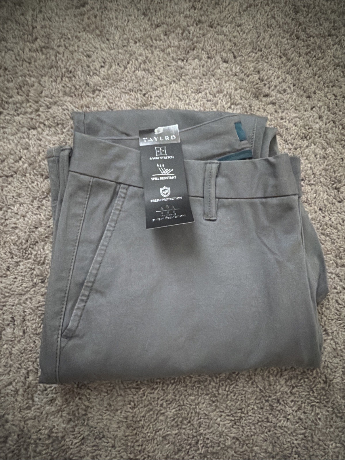 TAYLRD Chino Pants Mens 33×30 Gray Comfort Mid Rise Slim Fit. 1 Used And 1 New