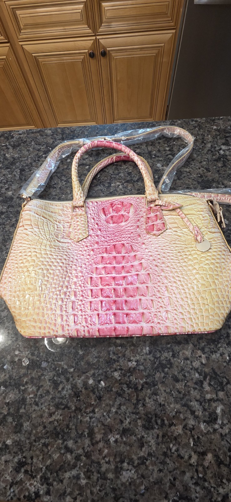 Embossed Crocodile Ombre Purse Handbag 14 In X 10 In