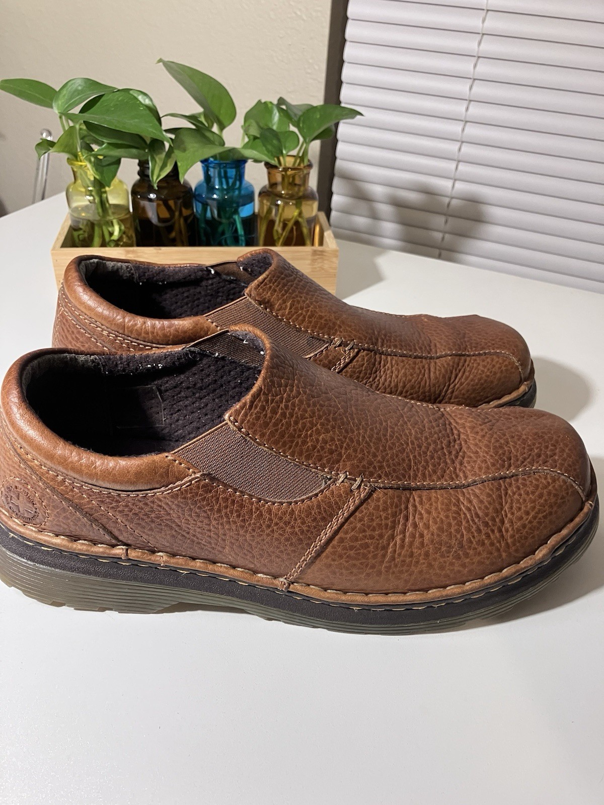Dr. Martens Mens Brown Leather Slip On Loafers Shoes US 11 UK 10 EU 45