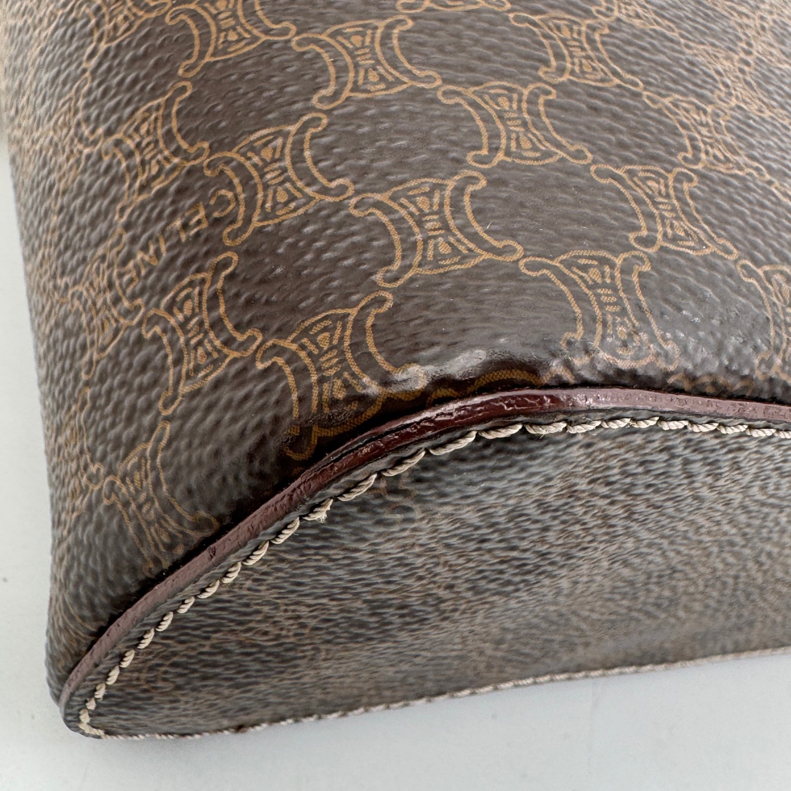 Celine Vanity bag Macadam PVC Leather Pouch Authentic