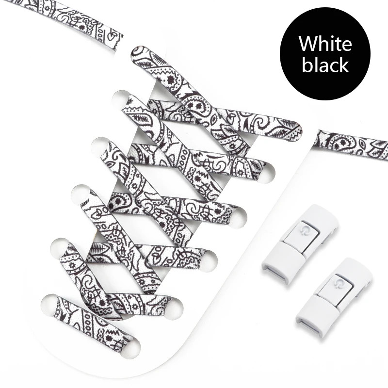 0.8cm Wide Flat Shoe Laces Without Ties Elastic Shoelaces Colored Pattern Organi