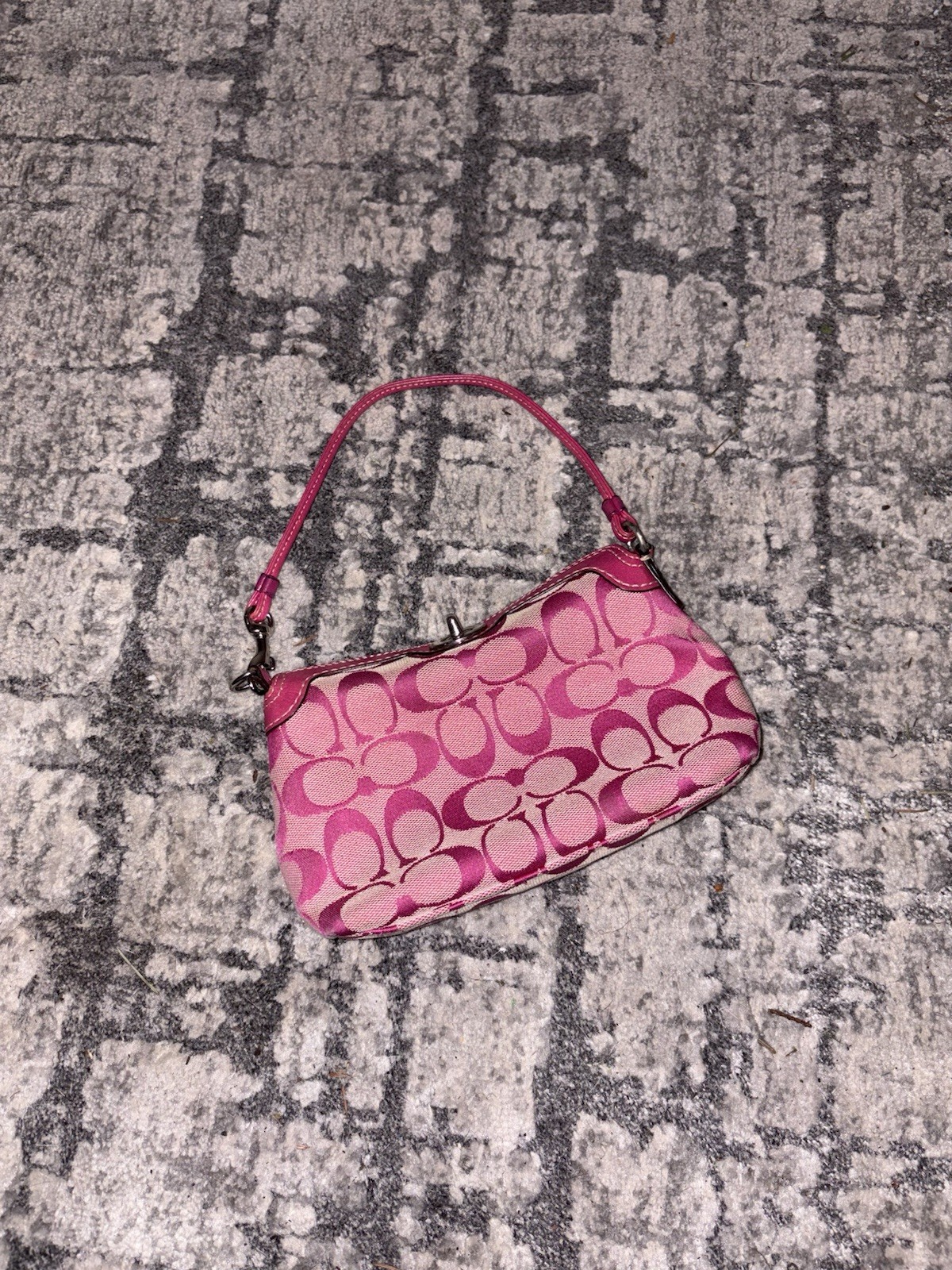 Coach Turlock Hot Pink Jaquard Leather Canvas Wrislet Mini Bag EUC Hard To Find
