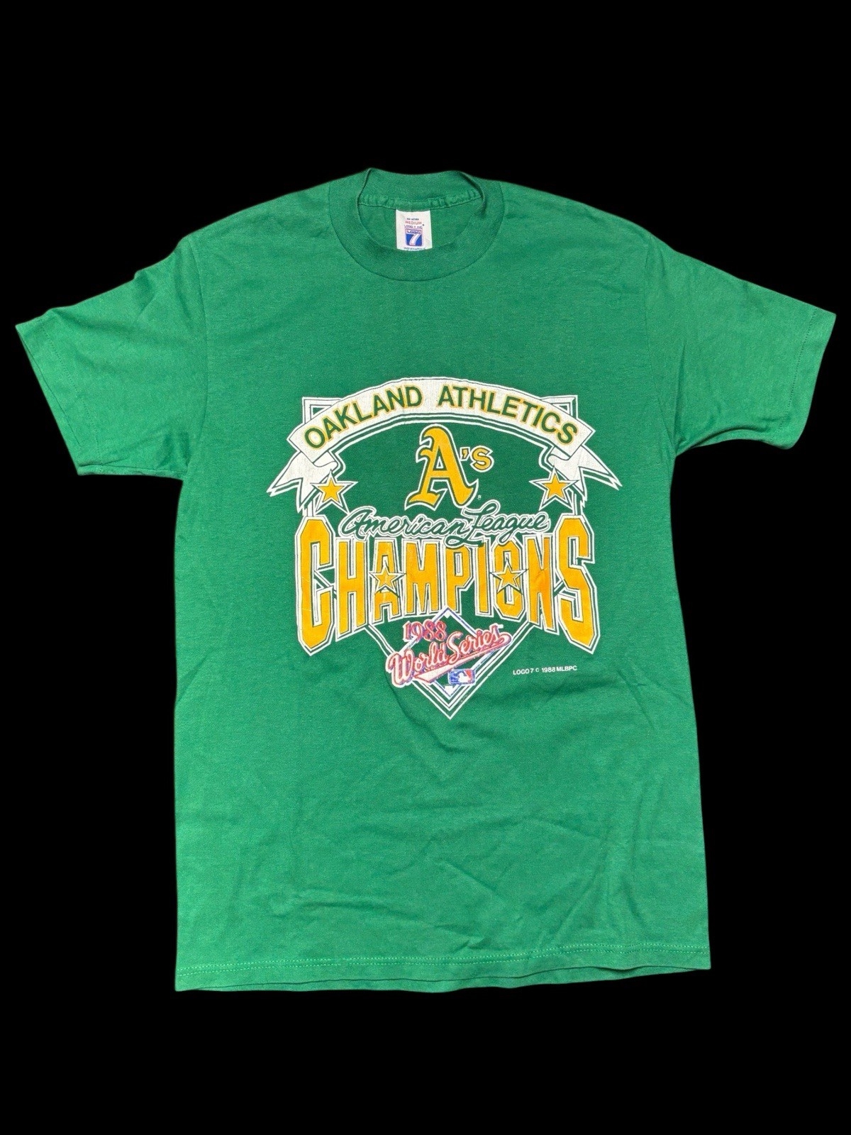 Vintage 1988 Oakland Athletics A’s 1988 World Series Champion T Shirt Green M