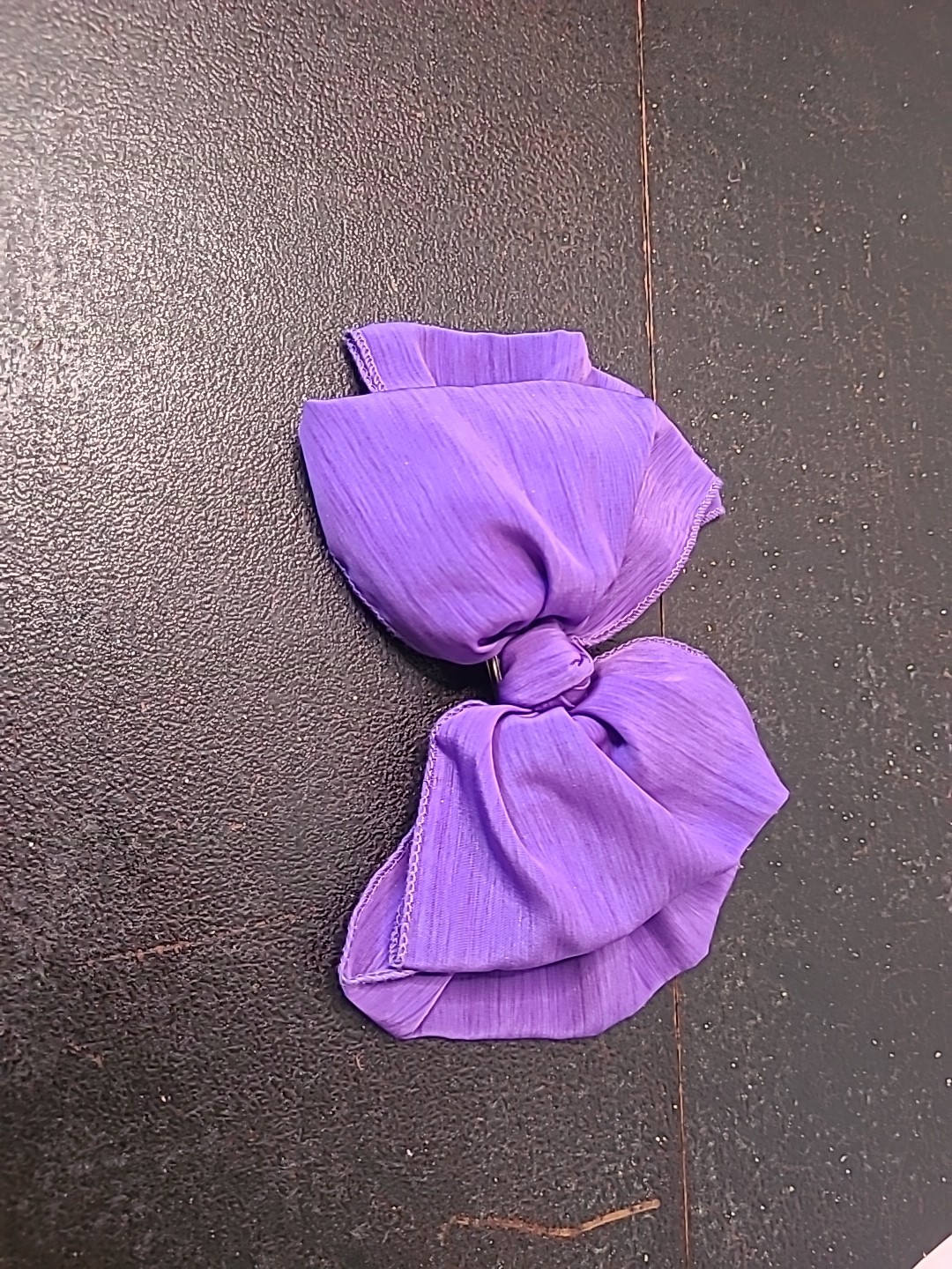 Vintage 80s 90s Big Silky Hair Bow Barrette Clip Ribbon Ruffle Oversized Purple