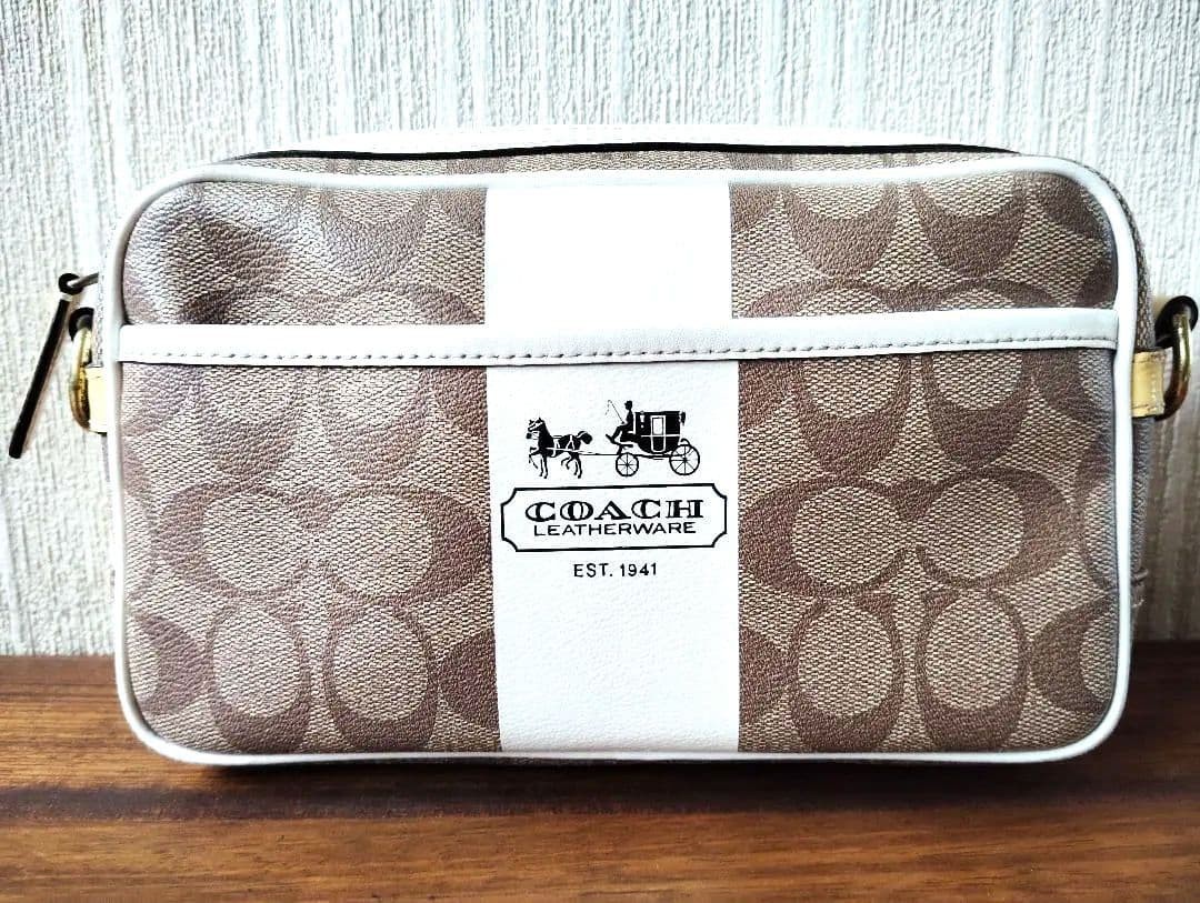 Excellent condition COACH stripe signature 2WAY with protective bag 13a