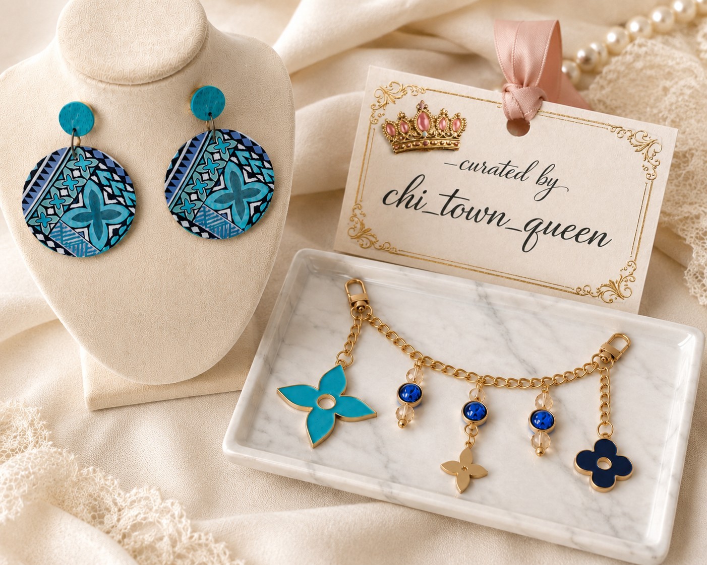 Blue Crush Curated Earrings & Bag Accessory Collection