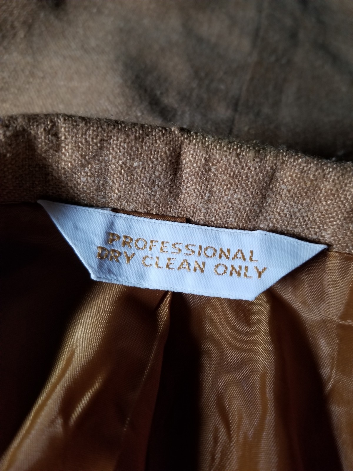 Vintage 40R Golden Wheat Linen Wool Double Breast Notch Lapel Coat Jacket Blazer