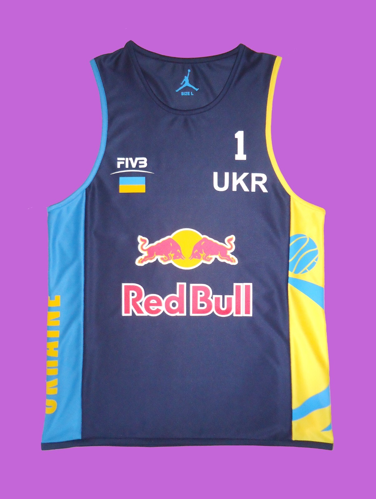 Beach Volleyball Jersey UKRAINE #1 Navy Size S, M, L, XL, 2XL New