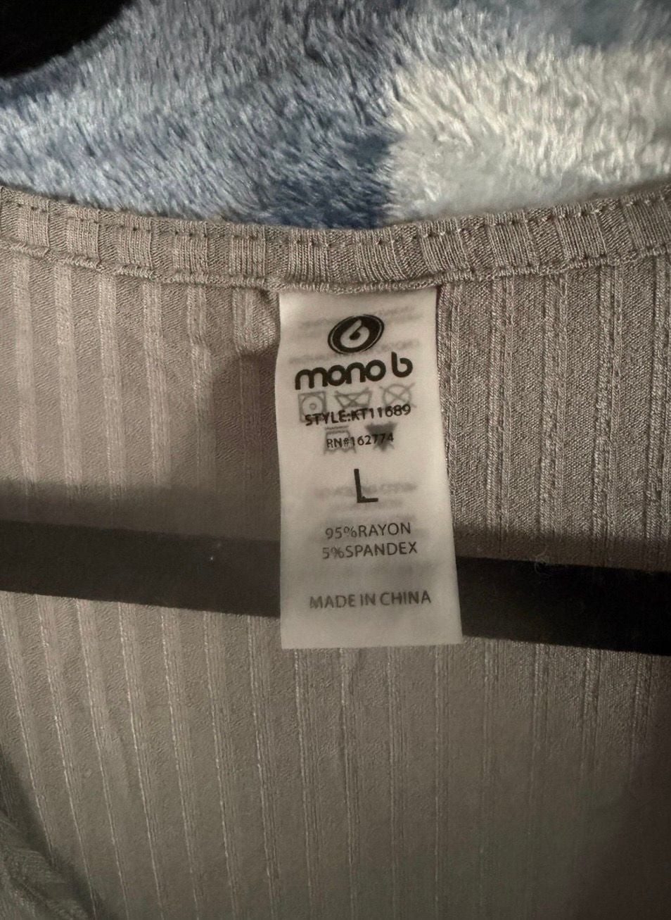Mono B Taupe Grey Ribbed V-Neck Short Sleeve Bodysuit