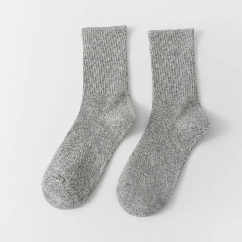 Unisex Casual Cotton Socks round Neck Mid Tube Fashionable Solid Color Breathabl