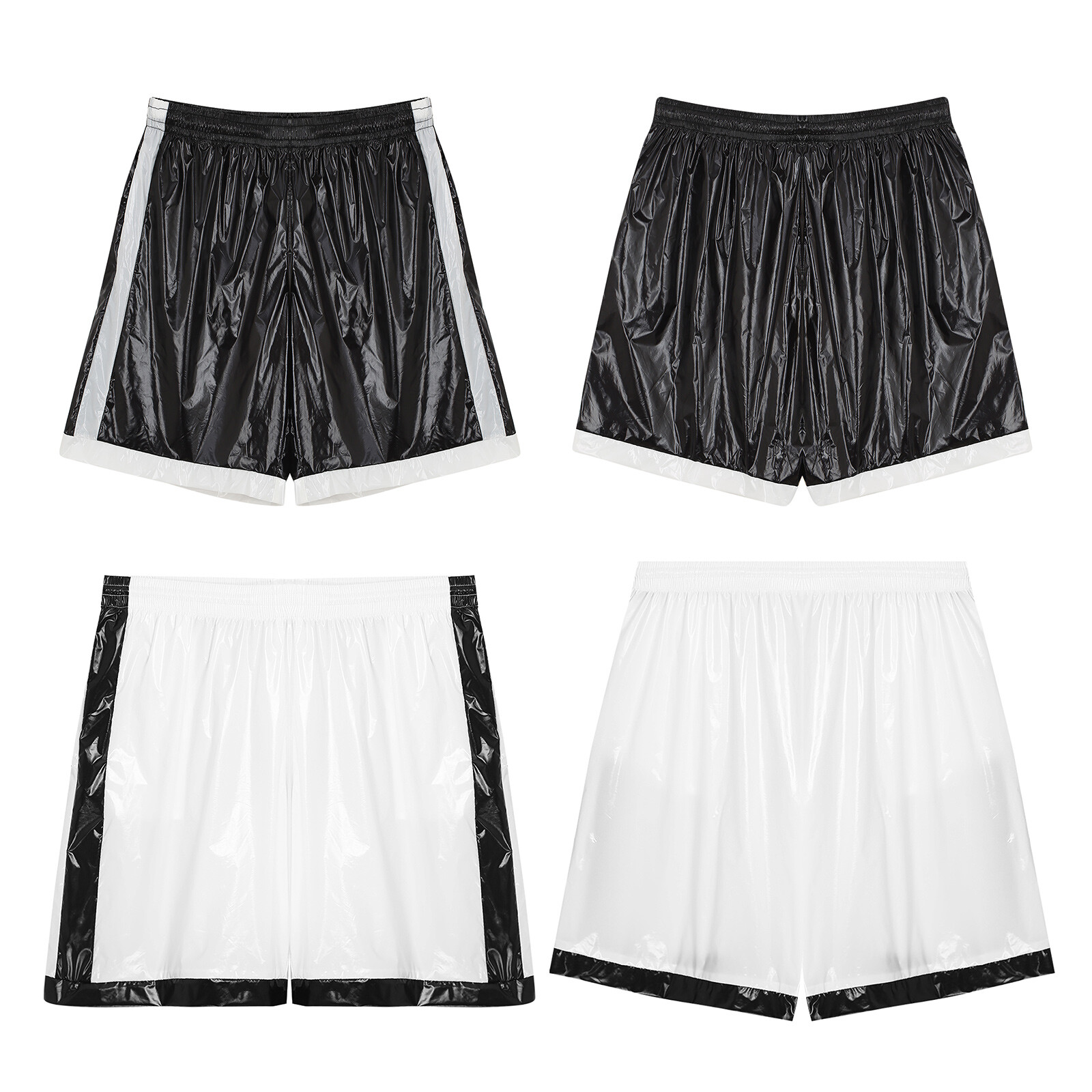 US Mens Wet Look Shiny Board Shorts Swim Trunks Beach Drawstring Boxer Shorts