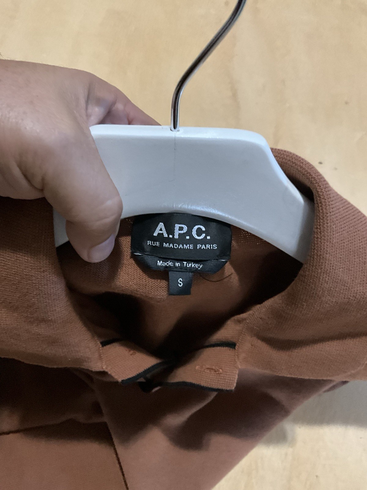 APC Men’s Jacky Knitted Polo In Nut Brown Size Small