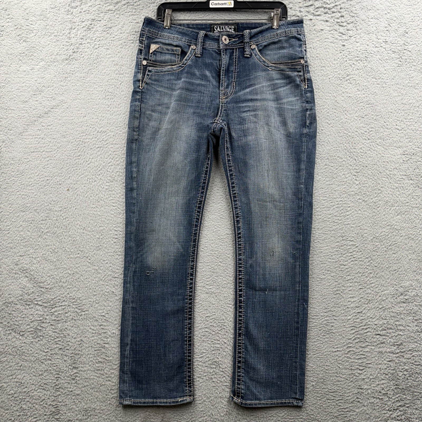 BKE Salvage Jeans Havoc Straight Mens Size 30s Blue Biker Grunge Y2K Style