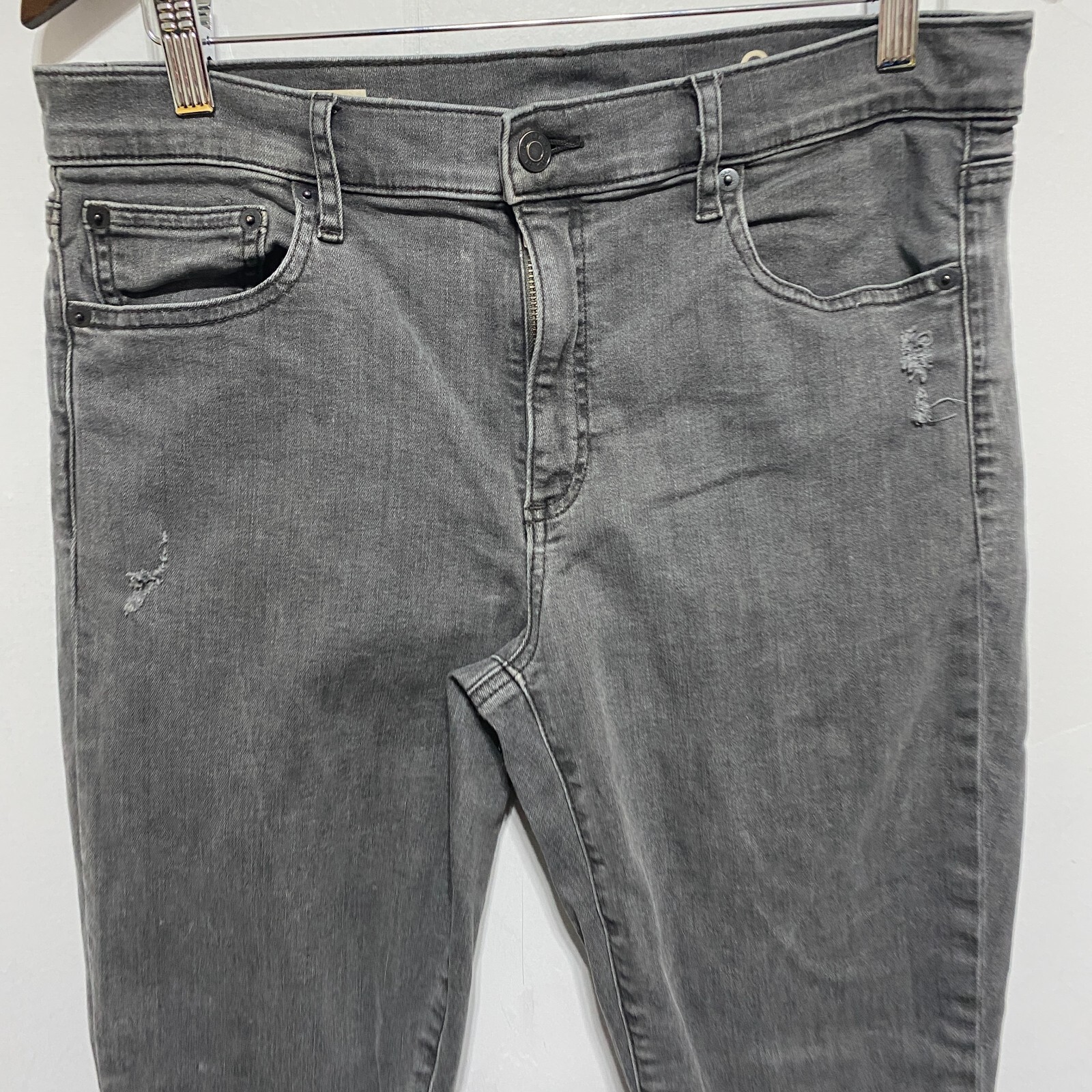 GAP Jeans Womens 32 Gray Resolution True Skinny Stretch Distressed High Rise